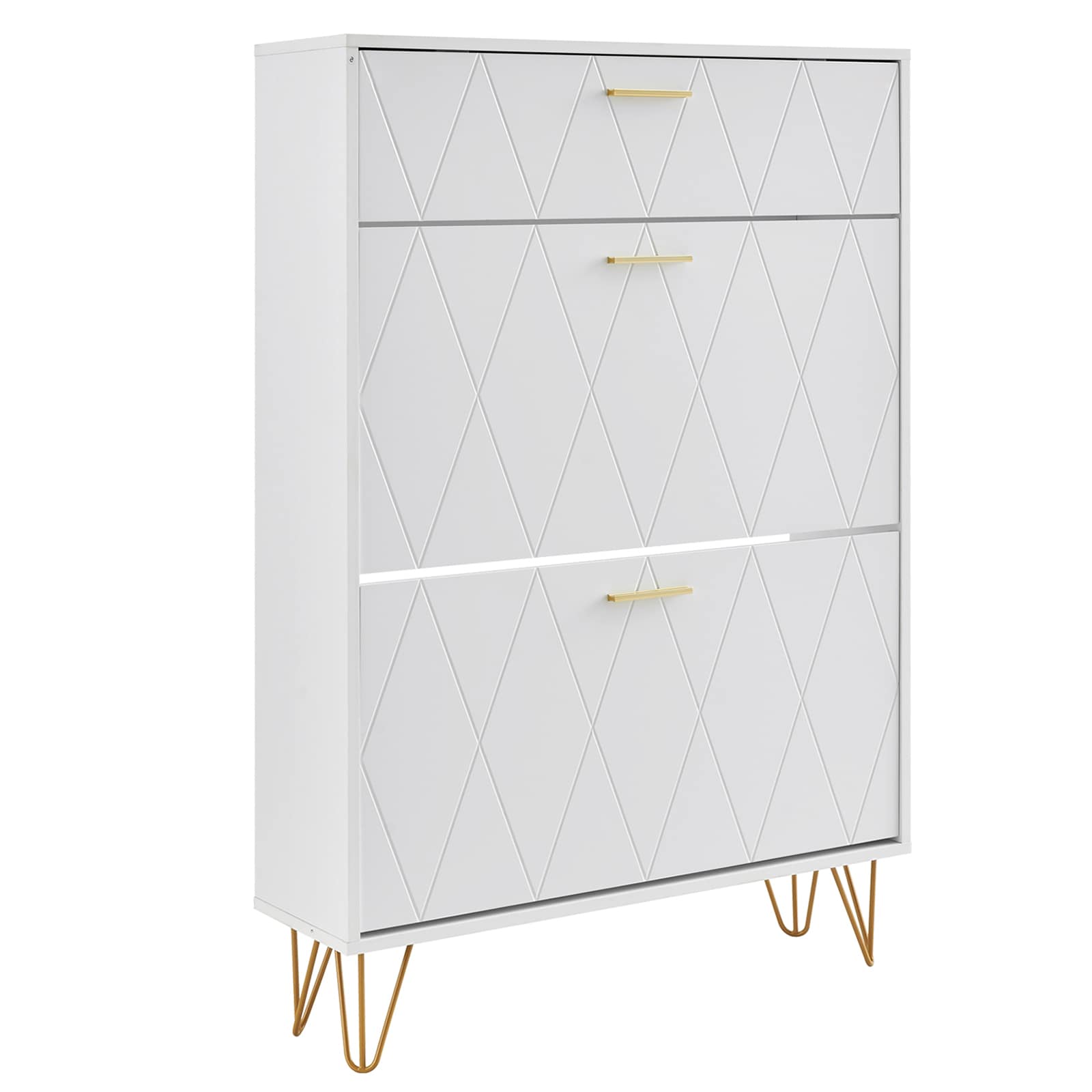 Shoe Cabinet With 3 Flip Drawers For Entryway Shoe Storage_voghion.com